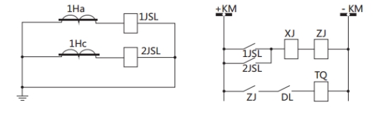 JSL-21繼電器構成的二相式定時限保護的原理圖