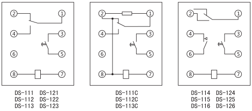 DS-111時間繼電器內部接線及外引接線圖(背視圖)圖片