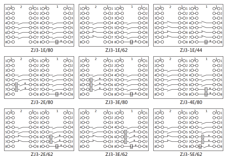 ZJ3-4E/80快速中間繼電器內部接線圖及外引接線圖