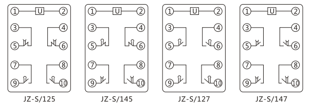JZ-S/241靜態可調延時中間繼電器內部接線圖及外引接線圖